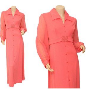 VTG 70s empire long sleeve maxi dress